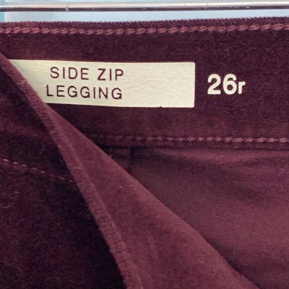GAP Burgundy Velvet Side Zip Leggings Size 26R - Picture 7 of 7